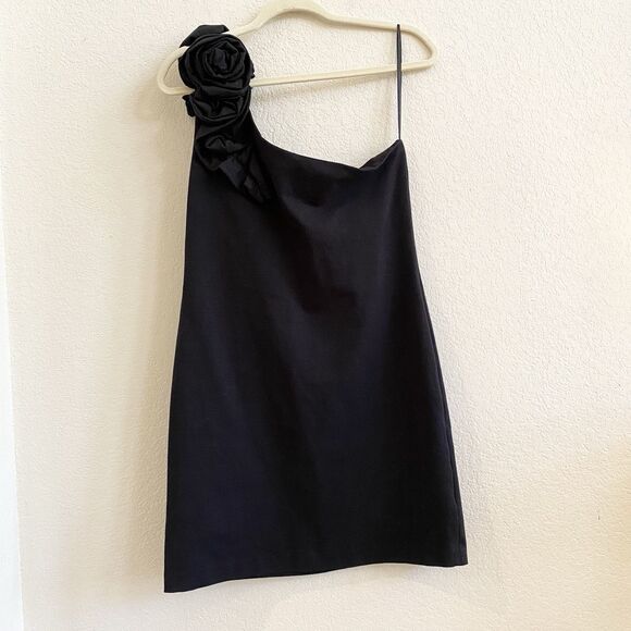 Kut From The Kloth Womens One Shoulder Mini Dress Large Black Knit - Picture 5 of 9